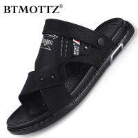 Summer Men Sandals Lightweight Men Casual Slippers Leather Breathable Flat Sandals Men Slide Slip On Beach Shoes Plus Size 38-47