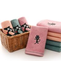 【DT】hot！ T047A Absorbent embroidered cartoon cat home Super soft Microfiber hand towels face towel