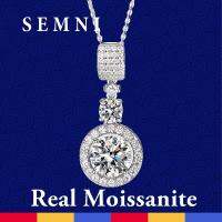 SEMNI จี้เพชรกลมเพชรโมอิสที่ได้รับการรับรองจาก5.0Ct และ1.0Ct สำหรับผู้หญิงผู้ชายสร้อยคอรัศมีที่สวยงามของขวัญของผู้ชายส่งฟรี