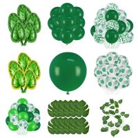 Jungle Party Green Latex Balloons Woodland Animal Palm Leaf Foil Balloons Safari Party Baloons Birthday Party Decor Baby Shower Balloons