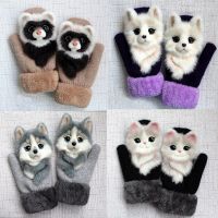 2022 New Women Winter Gloves Ladies Girls Outdoor Thick 3D Cartoon Cat Warm Mittens Thicken Men And Women Gloves Christmas Gifts