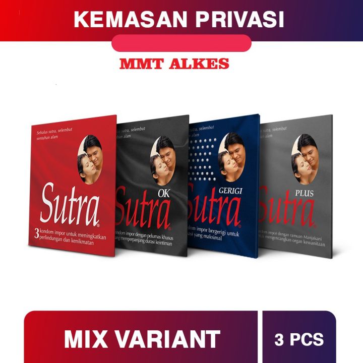 Kondom Sutra Isi 3 Classic Merah Ok Hitam Gerigi Biru Plus Abu Abu