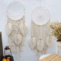 [Foocome]M Acrame 3ใบลูกปัดไม้ฝันจับ Boho ตกแต่งบ้านดวงจันทร์ตกแต่งแขวนผนังเด็กนอร์ดิกห้องเด็กเนอสเซอรี่ของขวัญ