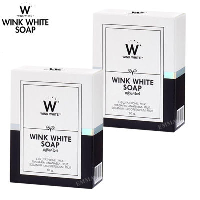 (2 ก้อน) Wink White Soap สบู่วิงค์ไวท์ ผสมกลูต้า น้ำนมแพะ ช่วยทำความสะอาดผิว บำรุงผิว ขนาด 80g.