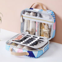 Double-deck Transparent Cosmetic Bag Womens Storage Makeup Organizer Handbag Toiletry Bags Female Travel Make Up Pouch Bath Kit