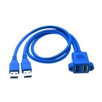 5Gbps Dual Port USB 3.0 A Male To Female M/F Extension Cable Cord Screw Lock Panel Mount Motherboard USB2.0 Cable 50cm 30cm