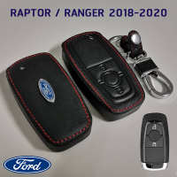 （SSKLO STORE ）ซองกุญแจหนัง Ford Ranger 2018-2020 รุ่น Smart Key หนังแท้ เดินด้ายแดง โลโก้โลหะ