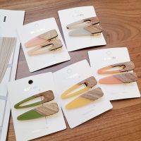 【CW】 Fashion Stitching Wood Hair Clip Barrettes Hairpin Styling Accessories