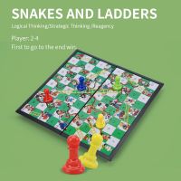 PANDODO Multiplayer Board Game Portable Folding Magnetic Plastic Chessboard Kid’s Snakes and Ladders Small Travel Size Board Games