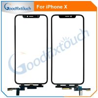 แผงสัมผัสหน้าจอสำหรับ X แผงกระจกด้านนอกหน้า Digitizer หน้าจอสัมผัสพร้อมอะไหล่สายเคเบิ้ลยืดหยุ่นสำหรับ X