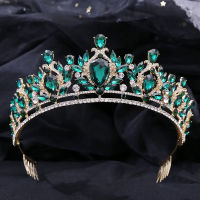 บาร็อค Warna Berlian Buatan Jantung Pengantin Tiaras Mahkota dengan Sikat Kristal Pengantin Ikat Kepala Aksesori แต่ Perkahwinan