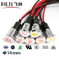 FILN 14mm panel hole led lights car applicance symbol indicator lights 24v led red green indicator light with wire