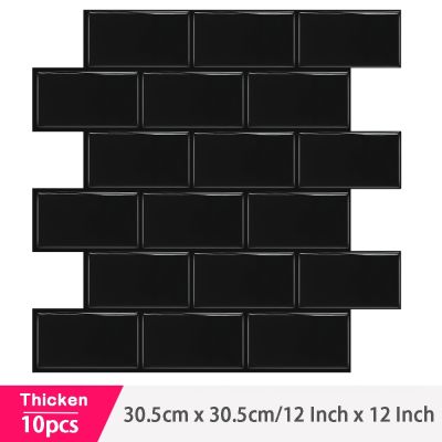 [24 Home Accessories] 1Pcs Thicken Self-Adhesive Kitchen Backsplash Tiles Peel And Stick Black Subway