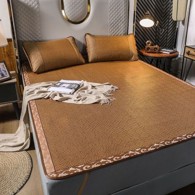 [Free ship] silk rattan mat thickened double-sided foldable three-piece set 1.8m 2m bed 1.5m 1.2m 0.9m