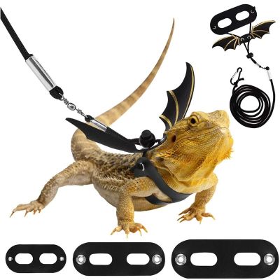 【LZ】bianyotang672 Lizard Reptiles Traction Rope Adjustable Bearded Dragon Wings Harness Halloween Costumes Collar Leash for Small Pet Animals