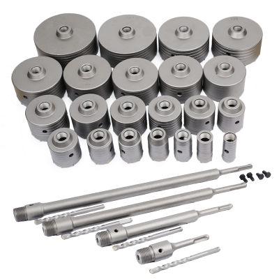 30-160mm SDS Plus Hammer Drills Wall Hole Saw Drill Bit set Cutter Tools with Round Shaft rick Concrete Cement Stone Hole Opener