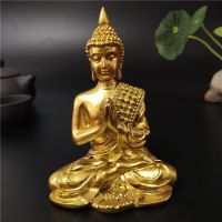 Gold Thailand Buddha Statue Hindu Fengshui Meditation Buddha Sculpture Figurines Resin Crafts Home Garden Decoration Statues