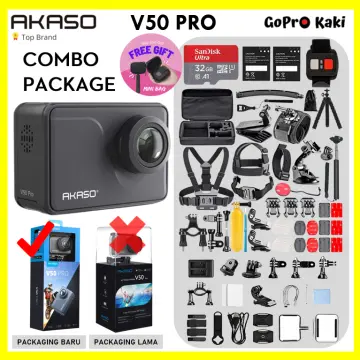 AKASO V50X Native 4K30fps WiFi Action Camera with EIS Touch Screen 4X Zoom  131 feet Waterproof Camera Remote Control Sports Camera with Helmet  Accessories Kit (Ship From Malaysia) Akaso V50 x