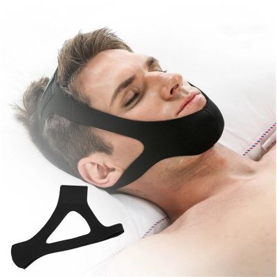 1pc New Type Anti Snoring Belt Chin Strap Adjustable Nose Snoring Belt Triangle Chin Strap Black Blue Diving Fabric Ventilate Adhesives Tape