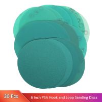 6 Inch PSA Sanding Discs 20PCS Wet Dry Green Film Backed Sandpaper Assortment Random Orbital Sander Fine Grit Sand Paper