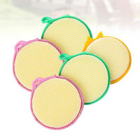 HAOYUNLA 5 pcs สองด้านรอบฟองน้ำ Scouring Pad บ้านในครัวเรือนครัวล้างจานฟองน้ำทำความสะอาดฟองน้ำผ้า (สีสุ่ม)