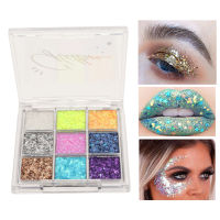 [wilkl] Glitter Eyeshadow Palette 9สีเงาสีติดทนนานผลทำความสะอาดง่ายตาแต่งหน้าอายแชโดว์