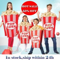 3D Funny Popcorn Costumes For Adult Carnival Party Food Cosplay Halloween Group Fancy Dress Adult Women Stage Outfit DN4287-1