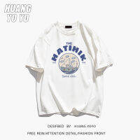 HUANGYOYO เสื้อยืดแขนสั้นผ้าฝ้าย100% ตัวอักษรลำลองสำหรับผู้หญิง