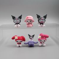 [Toy City] 6ชิ้น/เซ็ต Kawaii การ์ตูน Melody Kuromi นิเมชั่นชุดผลไม้รูปตุ๊กตาของเล่นรุ่นเครื่องประดับ