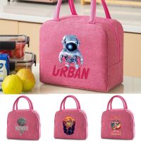 ▲ Women Handbags Child Thermal Lunch Bag Astronaut Printed Canvas Food Box Dinner Insulated Pack Camping Picnic Travel Cooler Bags