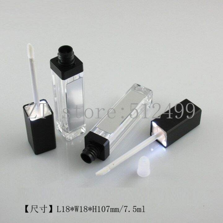 7-5ml-10-100pc-black-square-empty-lip-gloss-tube-acrylic-high-class-cosmetic-lipstick-packing-bottle-with-led-light-makeup-tool