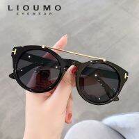 {Paopao glasses}LIOUMO แฟชั่นการออกแบบสะพานคู่รอบแว่นกันแดดสำหรับผู้ชายผู้หญิงวินเทจแมวตาขับรถแว่นตา UV400อินเทรนด์เฉดสี Gafas Sol