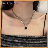 [Clark Carrida] สร้อยคออัญมณีสีดำจี้คุณภาพสูงสายโซ่สร้อยคอเจ้าสาวไม่สม่ำเสมอสำหรับผู้หญิงเครื่องประดับสีเงินอินเทรนด์ Kpop โลหะ Collares