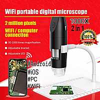 กล้องจุลทรรศน์ดิจิตอล ไมโครสโคป 2in1 Microscope WB05 2in1 WiFi &amp; USB ขยาย1000x เชื่อมต่อมือถือและคอมพิวเตอร์  1080 P HD WIFI กล้องจุลทรรศน์อิเล็กทรอนิกส์