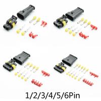 2/5sets 1/2/3/4/5 pins 18-15 AWG Way AMP Super seal Waterproof Electrical Wire Connector Plug for car connector Kit 2pins