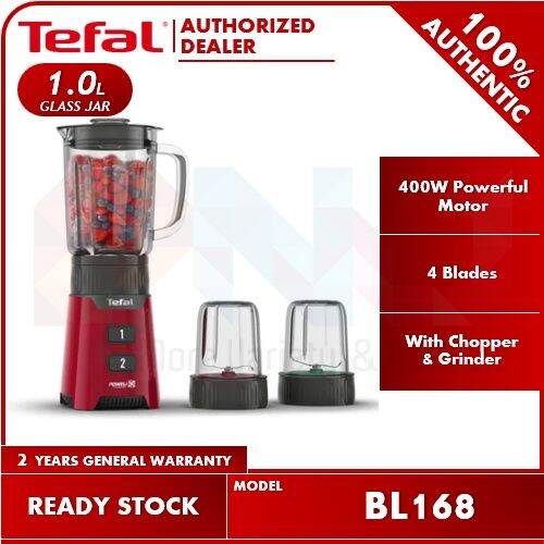 Tefal 400W 1.0L Glass Jar Blender with Chopper + Grinder) BL168 Lazada