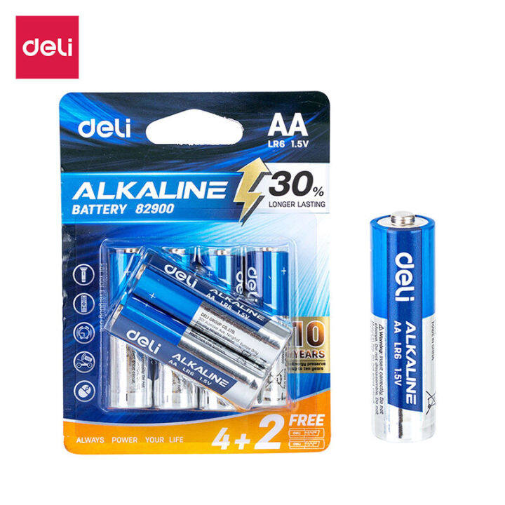 deli-ถ่านไฟฉาย-ถ่านไฟฉายอัลคาไลน์-ถ่านอัลคาไลน์-ถ่านรีโมท-alkaline-battery-ถ่านaa-ถ่านaaa-1-5v-1-ก้อน-หรือ-6-ก้อน-simplefood