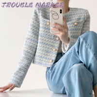 TroubleMaker เสื้อผ้าแฟชัน2023 เสื้อแจ็คเก็ตผ้าฟลีซขนาดเล็กสำหรับฤดูใบไม้ร่วงและฤดูหนาว เวอร์ชั่นเกาหลี WJK23911PJ 37Z230914