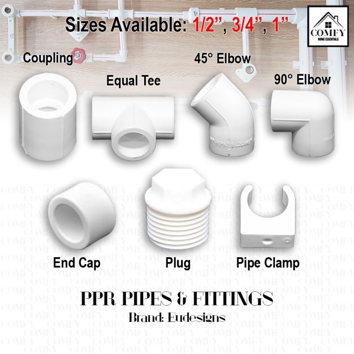 【COD】 PPR Pipe Fittings Plain Coupling Elbow 90° 45° Equal Tee End Cap ...