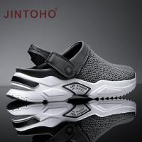 2022 Men Summer Sandal Mesh Mules Breathable Padded Beach Flip Flops Shoes Solid Flat Bath Slippers Outside Mens Slippers