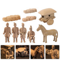 Arenlen【Hot Sale】 1 ชุด Terracotta Warriors ชุดเดสก์ท็อปตกแต่ง Mini Warriors Horse Model