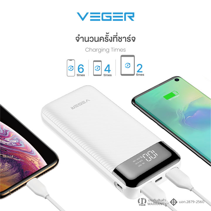 veger-p20-powerbank-20000mah-แบตสำรองลายเคฟล่า-หน้าจอ-led-จ่ายไฟ-output-ช่อง-usb-เท่านั้น-รับประกันสินค้า-1-ปี