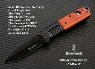 มีดพับ BROWNING DA309 Stainless Steel มีดSurvival Knife ด้ามไม้
