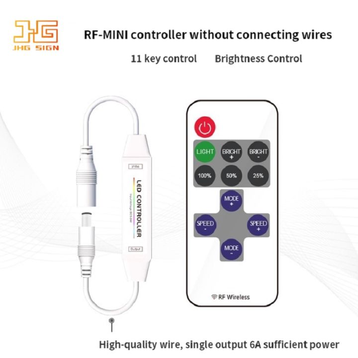 led-single-color-mini-dimmer-11-key-rf-radio-frequency-wireless-single-channel-mini-dimming-6a-remote-controller-12-24v