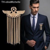 【hot】✁  medalha de broche com cinco estrelas e broches borla luxo para homens camisa gola roupas acessórios joias