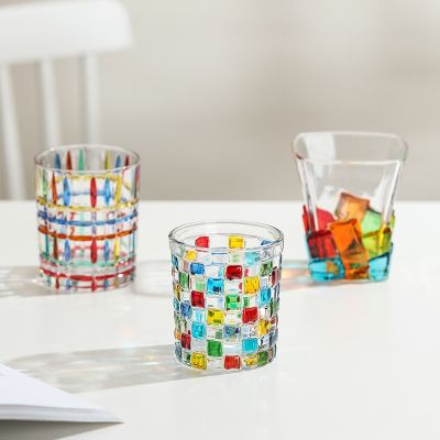 ☫♈☼  Internet celebrity with the same hand-painted line weaving crystal glass whiskey juice water