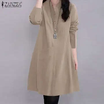 Shop Zanzea Women Vintage Long Sleeve Button Down online