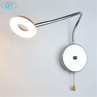 New 5W LED wall lamp with pull chain switch L35cm hose goose neck led wall lighting modern chrome bedroom bathroom sconces