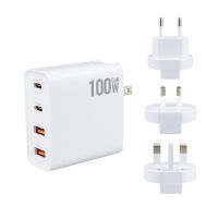 ที่ชาร์จ Gan 100W ปลั๊กแปลงแบบพับได้ QC3.0 USB-A และ PD คู่สำหรับโน้ตบุ๊คหรือโทรศัพท์มือถือชาร์จเร็วกำลังสูง