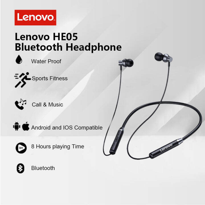 Lenovo Original HE05 Bluetooth Headset IPX5 Waterproof Sports ...